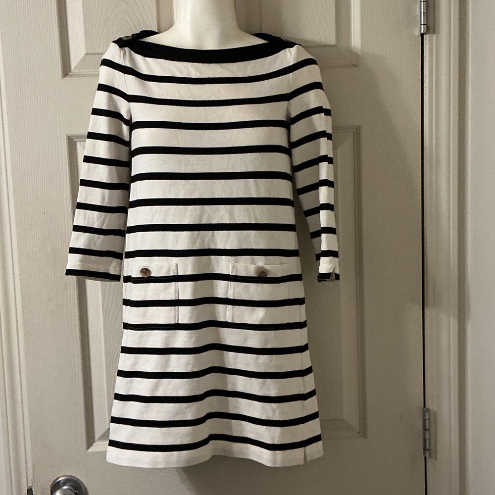 Kate Spade Black and White Striped Sweater Dress